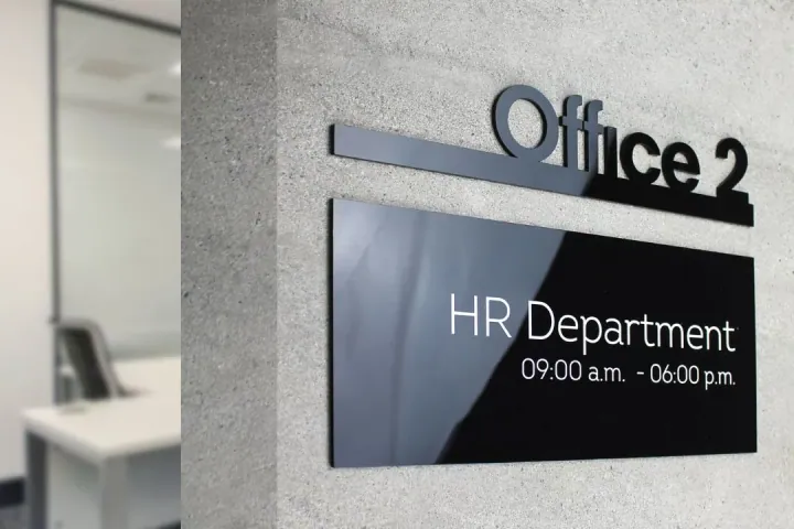 Office department identification signage
